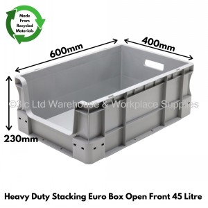 Heavy Duty Stacking Euro Box 60cm 45 Litre Open Front